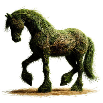 recommend clip art: silhouette of horse made of grass and hay isolated on white background