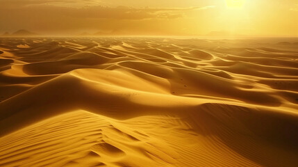 Bellas dunas de arena dorada en el desierto - obrazy, fototapety, plakaty
