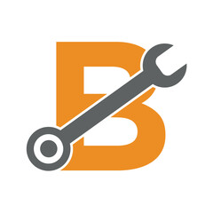 Wrench logo combine with letter B vector template