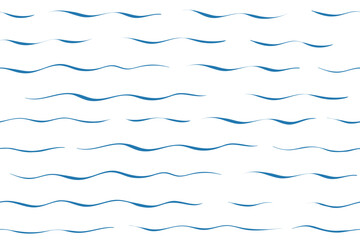 Seamless Wave Vector Pattern, watercolor water background. Wavy sea beach print, curly grunge paint lines. - obrazy, fototapety, plakaty