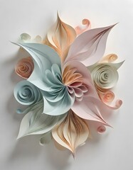Pastel Papercraft, Vertical Arrangement of Delicate Paper Flowers in Soft Hues, Generative AI