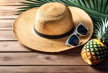 straw hat and sunglasses