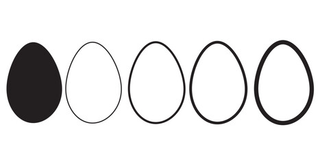 Easter Egg Icon Black Line | Painted Eggs Illustration | Happy Easter Hunt Symbol | Holiday Logo | April Spring Sign | Isolated | Variations