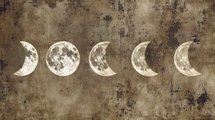 Obraz premium Phases of the Moon on Vintage Textured Background