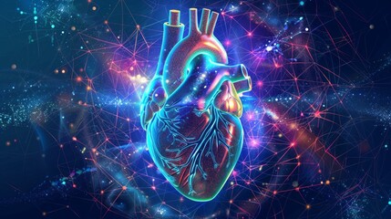 Cosmic Human Heart and Sacred Geometry Connection - obrazy, fototapety, plakaty
