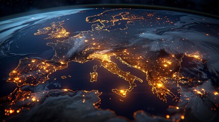 Earth interconnected by innovative perceptron lines, creating vast global network system