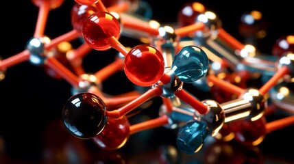 Analyze the communication between atoms within a molecular structure - obrazy, fototapety, plakaty
