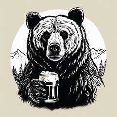 a bear holding a beer