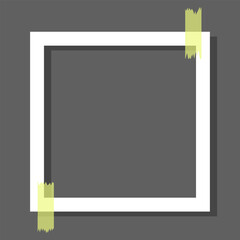 white square photo frame with tape, transparent background. Vector illustration frame for snapshot