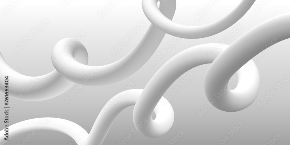 Poster Realistic white 3d abstract background with different shapes. 3D background for your design