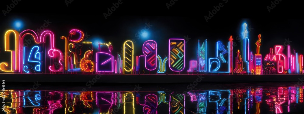 Poster vibrant bridge illuminated with numerous lights generative ai