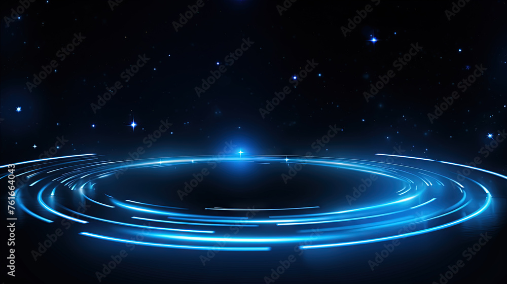 Aufkleber Abstract neon rays and lines on dark science and tech background.