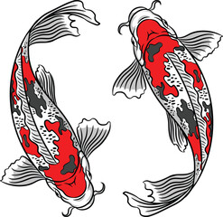 hand drawn vector illustration of koi fish. for tattoo or logo