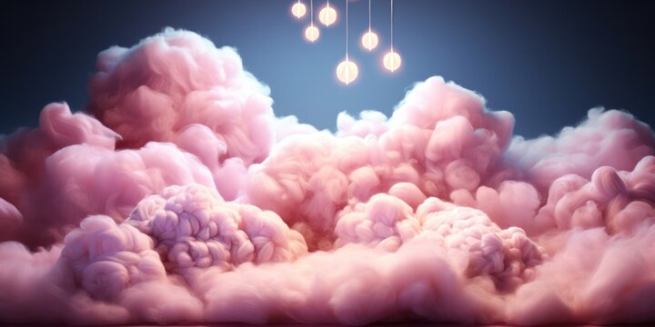 Floating Cotton Candy Clouds in the Sky Generative AI