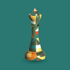 King Chess Piece 3d in abstract patterns