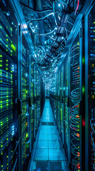 The Luminous Heart of Technology: A Detailed Insight into an Advanced IT Server Room