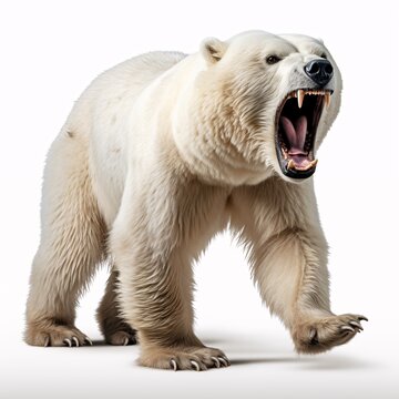 a polar bear with its mouth open