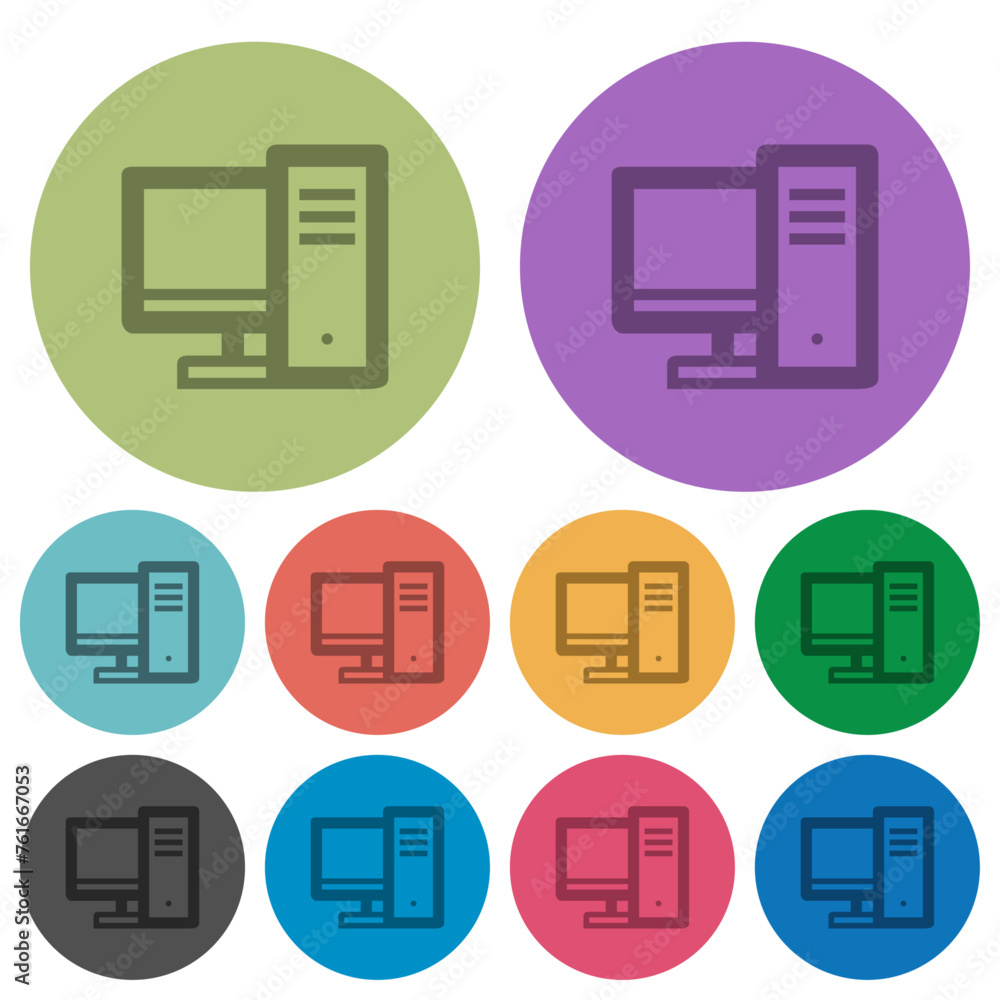 Sticker desktop computer outline color darker flat icons