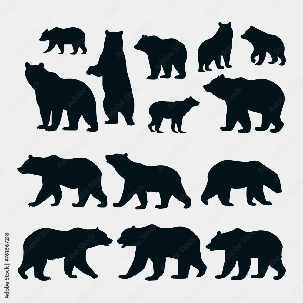 Wall mural flat design bear silhouette collection