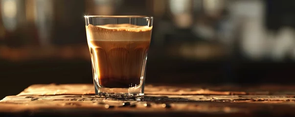 Türaufkleber Dirty Coffee - A glass of espresso shot mixed with cold fresh milk © Coosh448