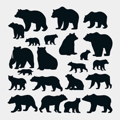flat design bear silhouette collection