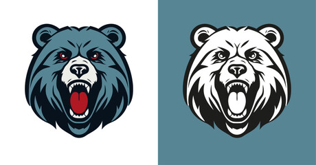 Bear colored head logo icon 008