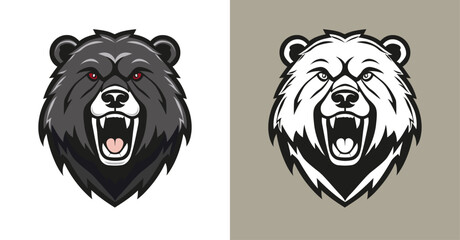 Bear colored head logo icon 007