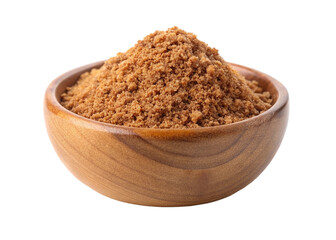 Wooden bowl of brown sugar. isolated on transparent background.