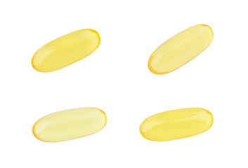 Collage of vitamin pills isolated on white