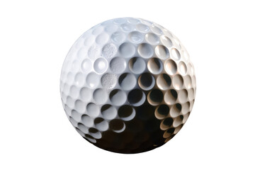 close-up view of a clean white golf ball isolated on transparent background 