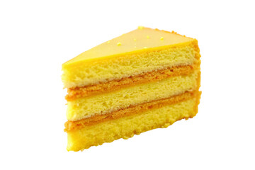 Yellow cake of slice. isolated on transparent background.