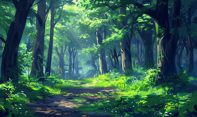 Beautiful landscape, majestic forest, background