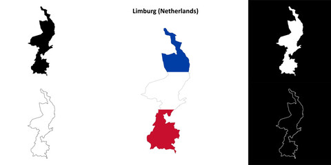Naklejka premium Limburg outline map set