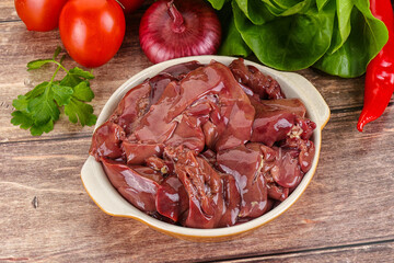 Raw chicken liver for cooking