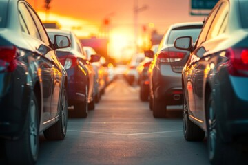 Abstract background of blurred new cars dealership place