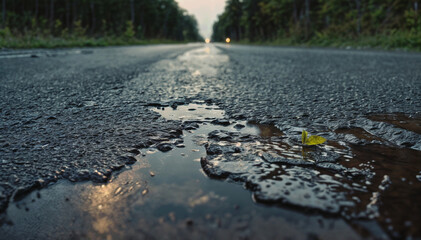 Fototapeta premium Country road after rain. Generative AI