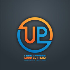 The design of the letters U and P. A logo template for a business card, corporate design, recognizable element of a brand or corporation. The idea of thematic creativity