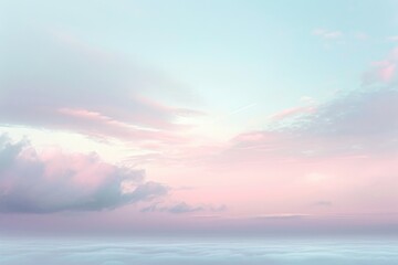 Naklejka na ściany i meble This stunning photograph offers an encompassing and commanding vista of the ocean seen from a high vantage point, A tranquil fusion of soft pastels suggesting a serene sky at dawn, AI Generated