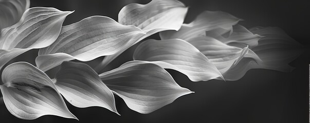 Elegant hosta leaf in black and white