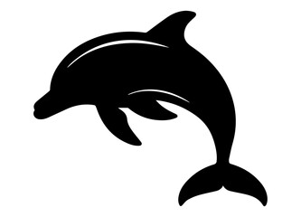Fototapeta premium silhouette of black and white dolphin on white background vector