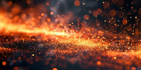 Orange particles rising and expanding represent change and trending ideas gracefully. Concept Change, Trending Ideas, Orange Particles, Rising, Graceful - obrazy, fototapety, plakaty