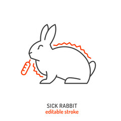 Rabbit fever and lethargy icon. Hyperthermia in rabbits. - 761679265