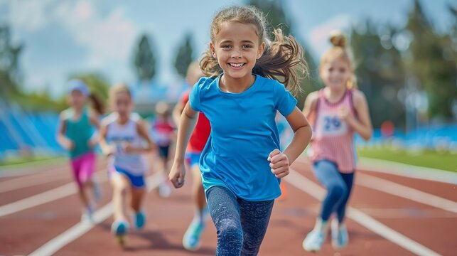 Kids Running Race - Joyful Competition (High Resolution)