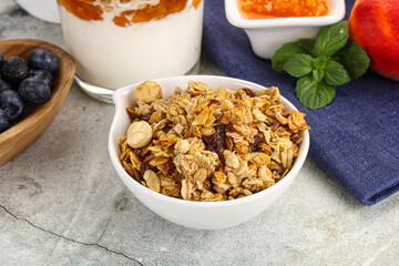 Granola museli cereal for breakfast