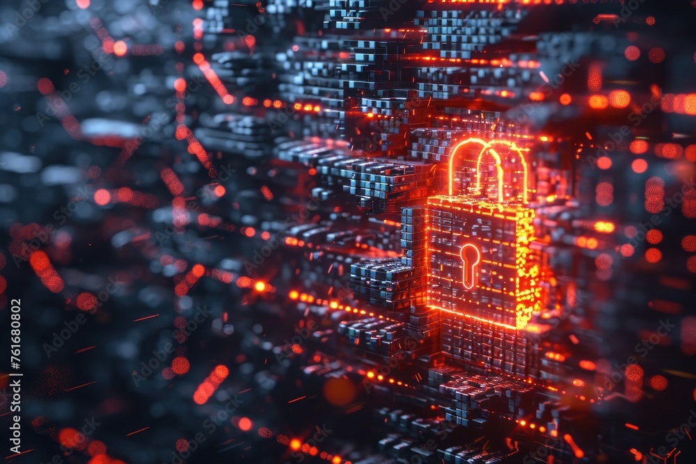 Poster a close-up photo of a lock with a digital screen displaying a secure code, a visual depiction of unb