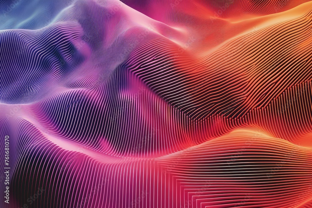 Fototapete computer generated image of colorful wavy lines for abstract art concept, a visual interpretation of