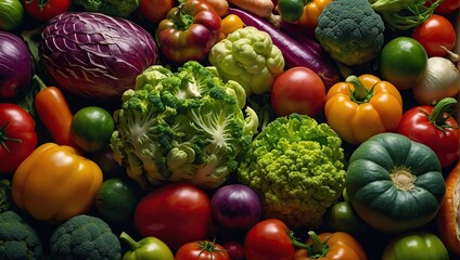 A pattern of ripe vegetables is a vegetable background for vegetarians, healthy eating, and eco-friendly gardening
