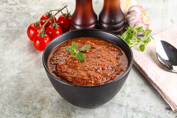 Spanish traditional gazpacho tomato soup