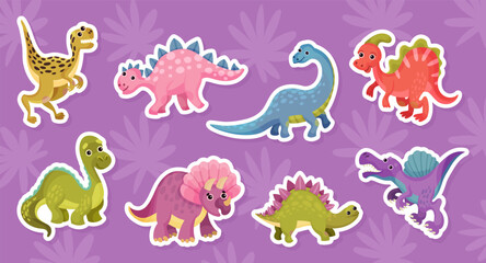 Cute Dinosaur Animal with Pretty Snout Vector Set