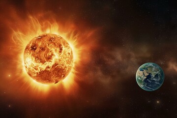 Stunning Depiction of the Earth and Sun in Space